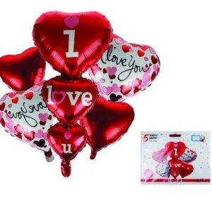 Balloons helium vday bouquet 5pc f-4