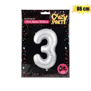 Balloon helium foil silver 3 86cm f-03