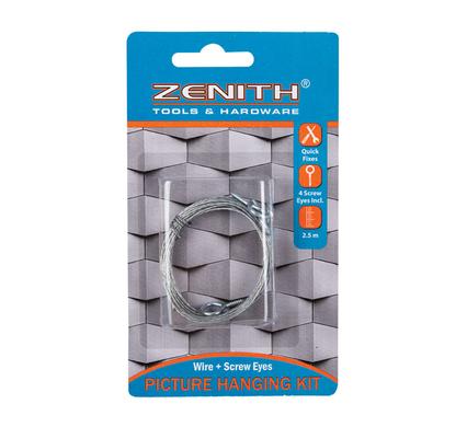 Picture-wire 2.5m+4xscrew-eyes zenith