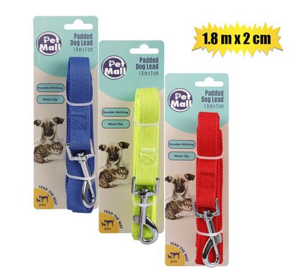Pet dog-lead 1.8mx2cm asst colours