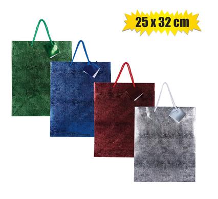 Gift-bag metallic paper lrg 25x32cm emb
