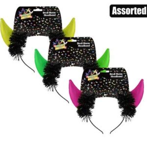 Dress up headband devil horns asstd