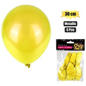 Balloons helium 6pc metallic yellow f-01